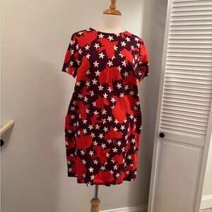 Boden Red and White Floral Mini Dress